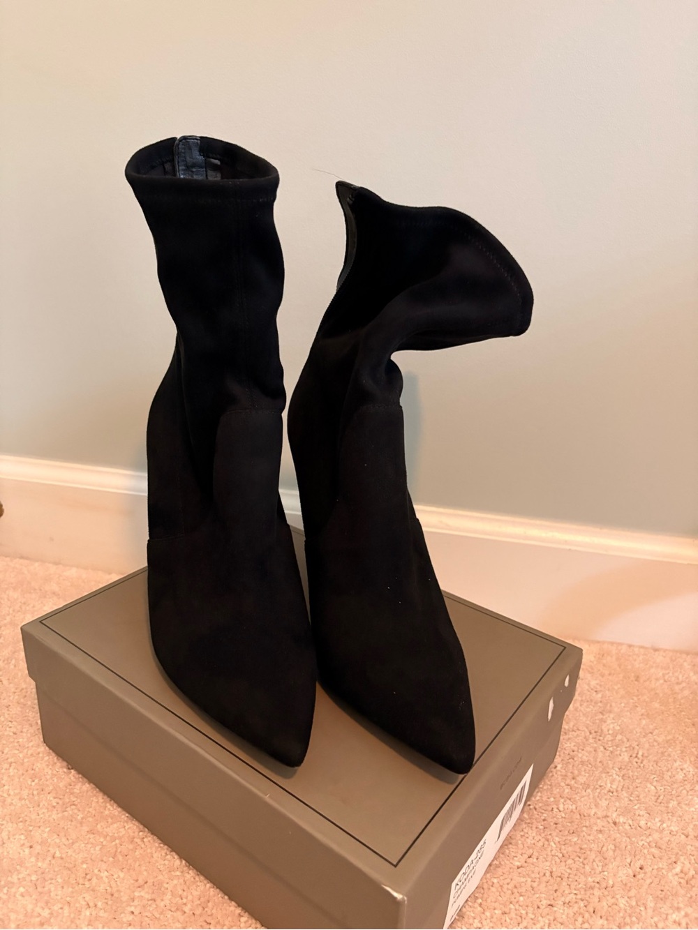 Aldo Black Pointed Sock Heeled Boots